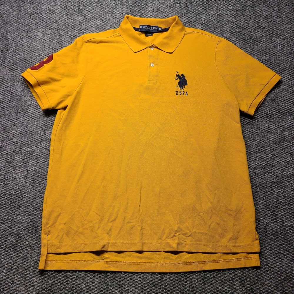 U.S. Polo Assn. Polo Shirt Mens XL Yellow Embroidered Logo Big Pony Collared